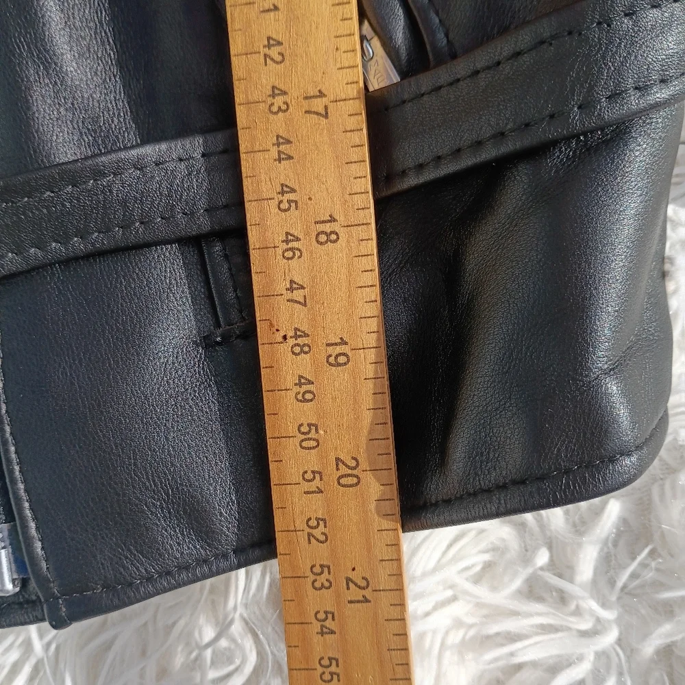 Steer Brand Black Leather Moto Jacket Belted Zip Front Size 14‎ USA - Picture 11 of 15